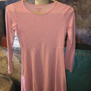 Long sleeve pink/ on pink hearts dress!